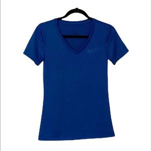 New Nike: Extra Small Dri Fit Blue Short Sleeve V Neck Workout Shirt